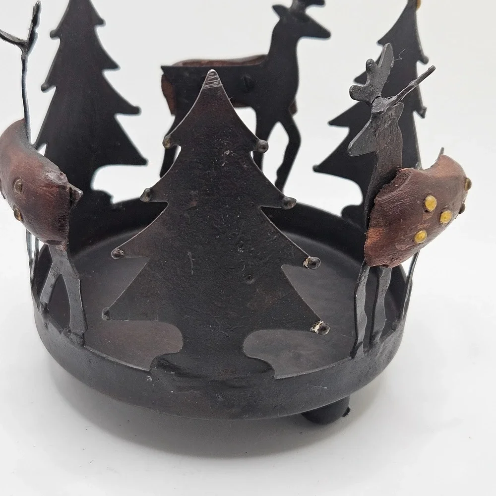 Pier‎ 1 Rustic Metal Reindeer Candle Holder Woodland Christmas Votive Pillar